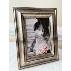 Argento SC Milano Silver Plated 4x6 Picture Frame Patina Tiered Border Wedding